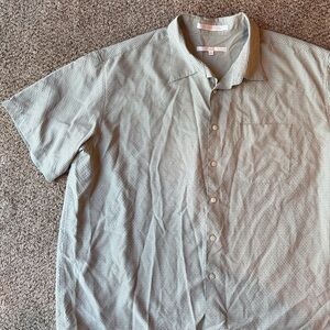 Perry Ellis | Green Micro-Check Short Sleeve Button-Down Shirt